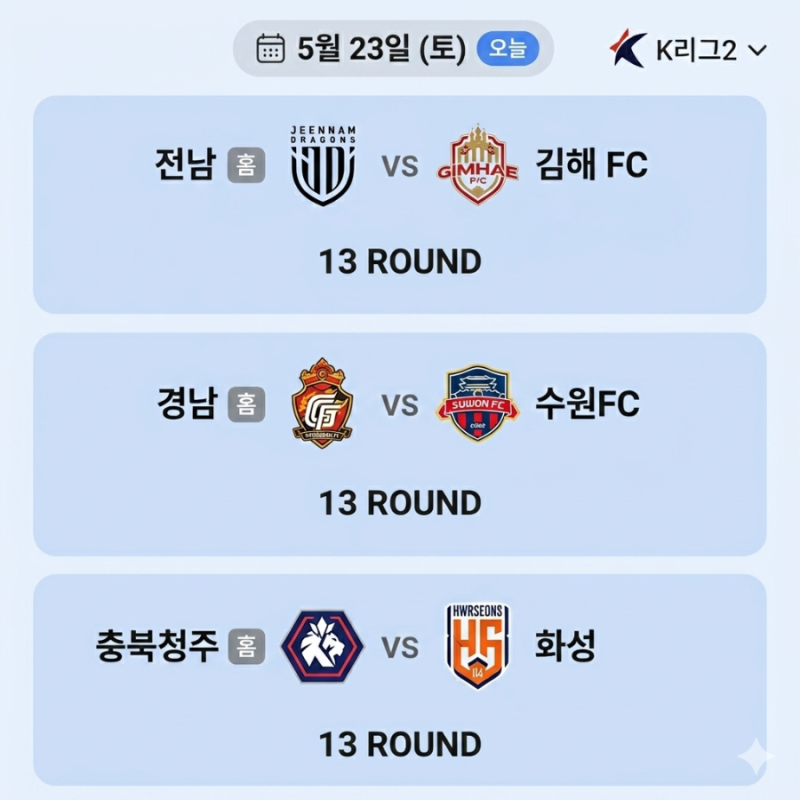 차두리의 화성, 무패 이어갈까? 오늘 K리그2 빅매치 K리그2 13R 경기 일정 총정리