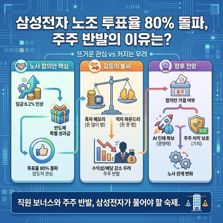 <b>삼성전자 노조</b> 투표율 80% 돌파, 주주들이 <b>반발</b>하는 이유는?
