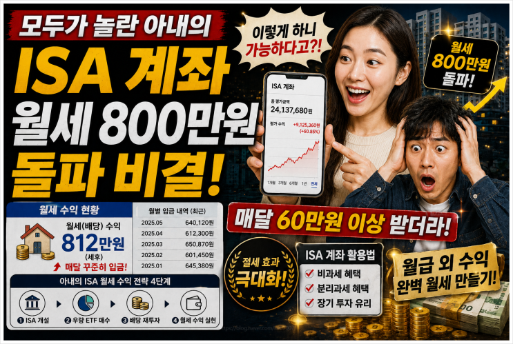  모두가 놀란 아내의 ISA 계좌 월세 800만원 돌파 비결! 매달 60만원 이상 받더라