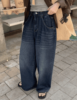  썸머데일리 밴딩 와이드 데님 팬츠 - 얇고 시원한 여름핏 보장 청바지