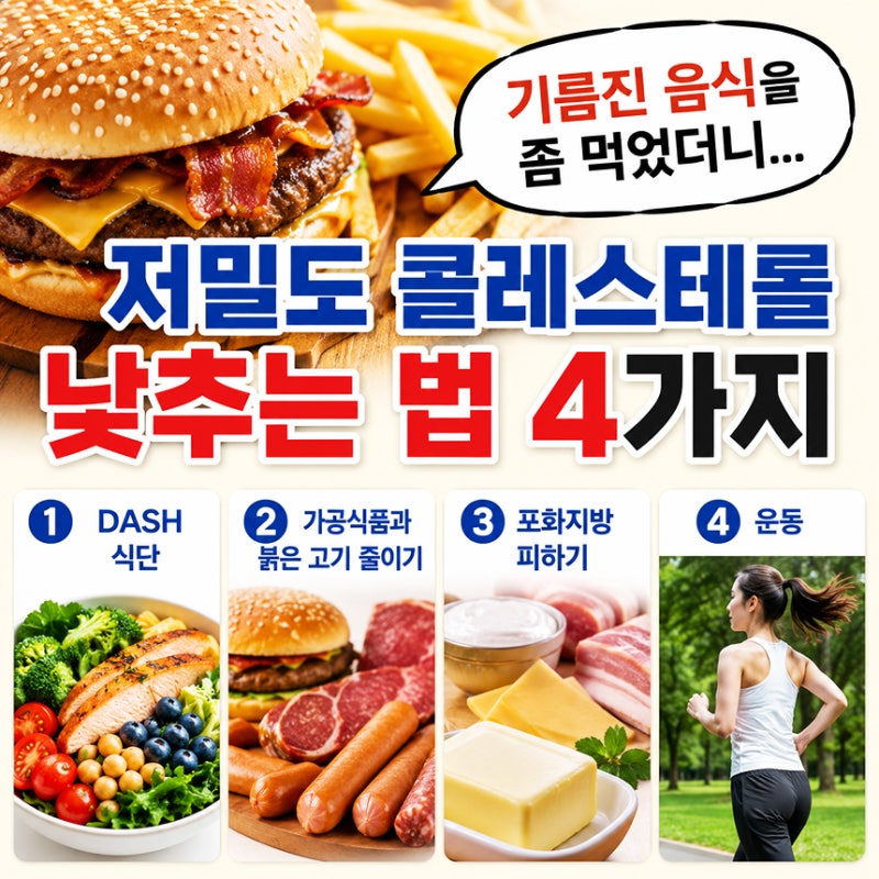 '기름진 음식을 좀 먹었더니...' 저밀도 콜레스테롤 낮추는 법 4가지