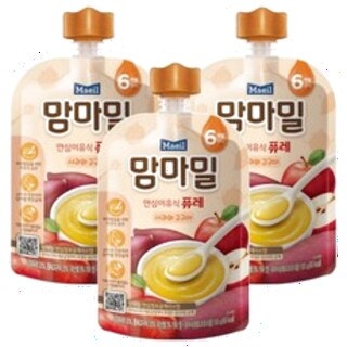  맘마밀 안심 이유식 퓨레 6개월부터 3개입 - 부드러운 초기 야채 과일 맛