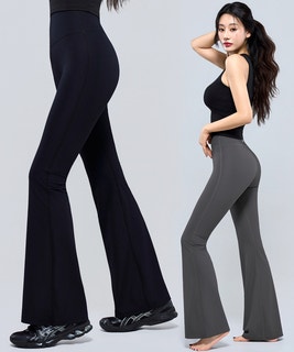  P5066 스몰로고 골지 부츠컷 레깅스 - 세련된 핏에 편안함까지