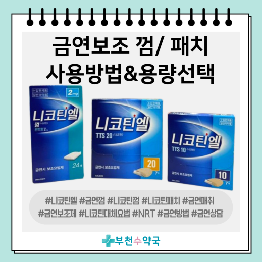 [니코틴엘 니코레트 껌 패치] 효과 사용방법 제대로 알기! 주의사항 용량선택 기준 금연 성공....