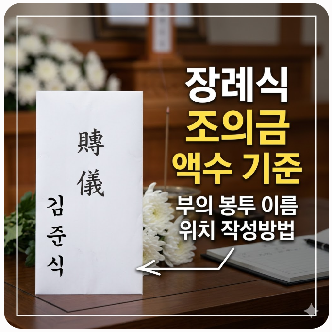  장례식 조의금 액수 기준과 부의 봉투 이름 위치, 소속 작성 방법