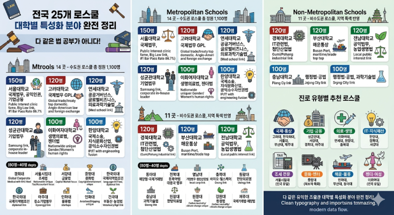 전국 25개 로스쿨, 다 같은 법 공부가 아니다! 대학별 특성화 분야 완전 정리