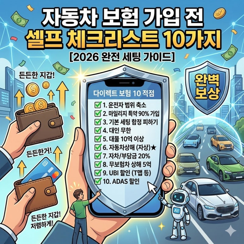 2026 자동차 보험 다이렉트 가입 전 무조건 봐야 할 셀프 체크리스트 10