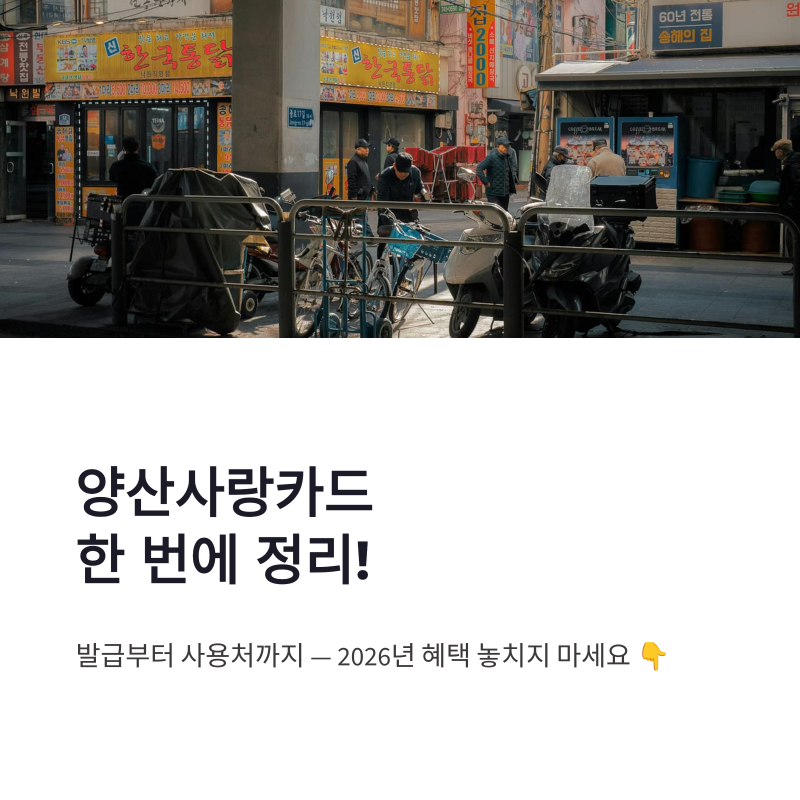 양산사랑카드 발급 신청방법 2026 사용처 포인트까지 정리