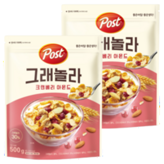  포스트 크랜베리 아몬드 그래놀라 500g 2개 - 바삭한 아침 대용 시리얼