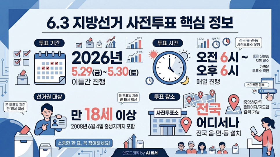 5월 29일~30일 지방선거 사전/부재자 투표 시간 및 장소, 신분증 인정 범위 완벽 가이드