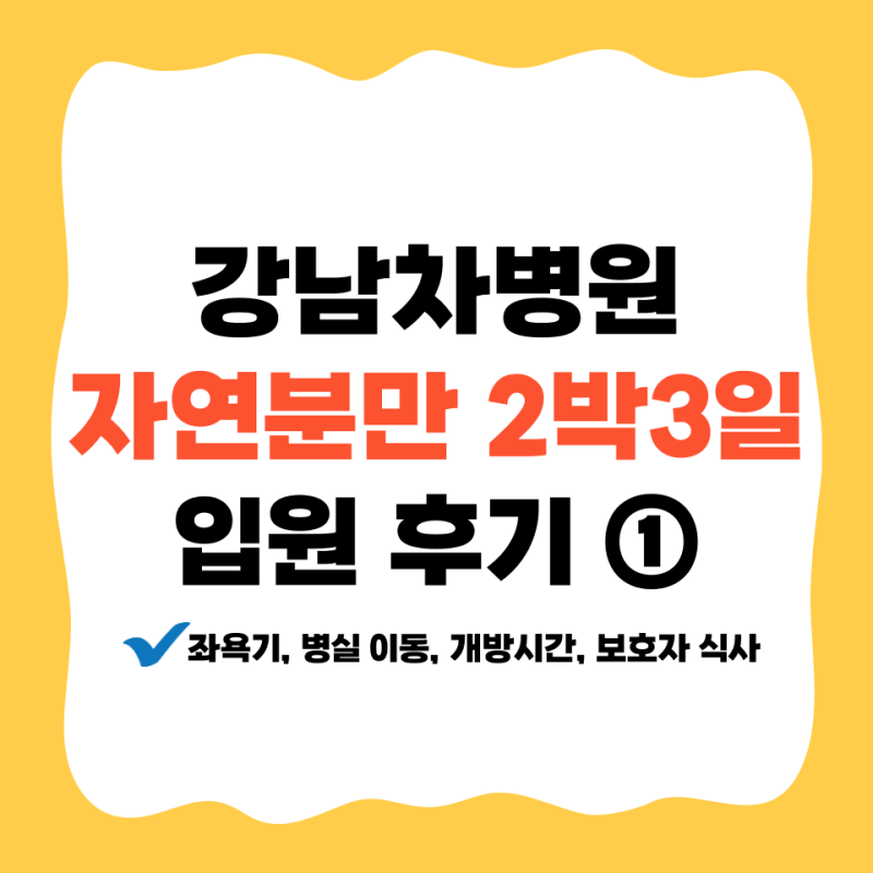강남차병원 자연분만 2박 3일 입원 후기 ① | 병실 이동, 좌욕기, 보호자 식사