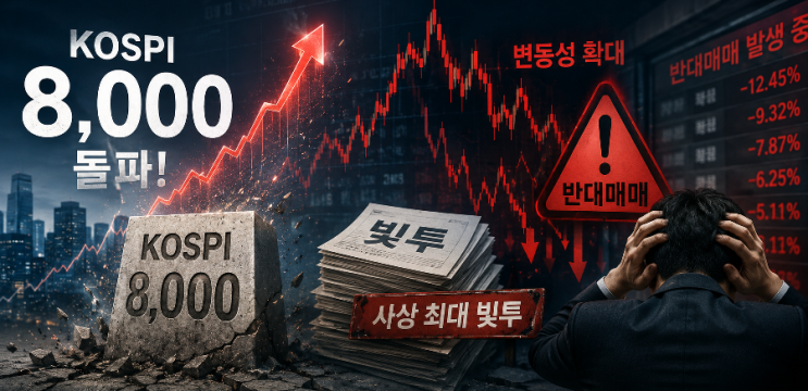 코스피 8,000 돌파 후 변동성 확대, 사상 최대 빚투, 반대매매 우려가 커지는 이유