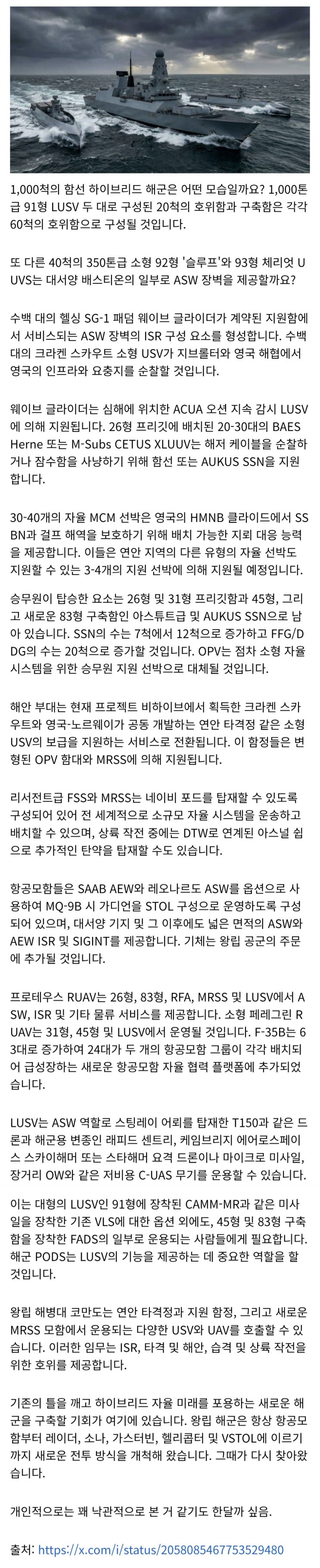  어느 전문가가 평가하는 미래 영국해군의 1000척 계획