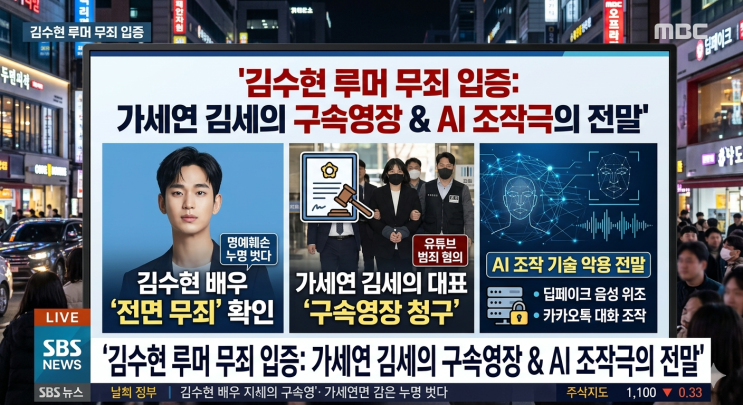 김수현 루머 무죄 입증: 가세연 <b>김세의 구속</b>영장과 AI... 