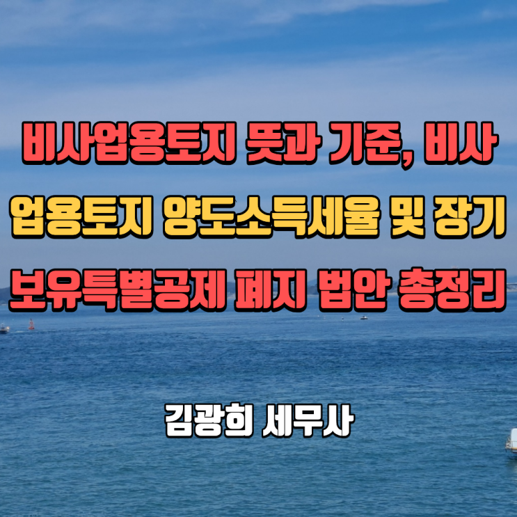  비사업용토지 뜻과 기준, 비사업용토지 양도소득세율 및 장기보유특별공제 폐지 법안 총정리