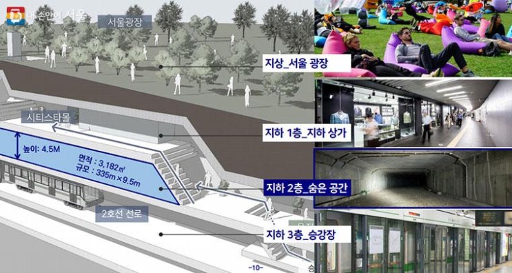  서울광장 지하공간 10월 개방 40년 숨은 길이 K콘텐츠 플랫폼으로 - 을지로입구역에서 만나는 서울광장 지하공간