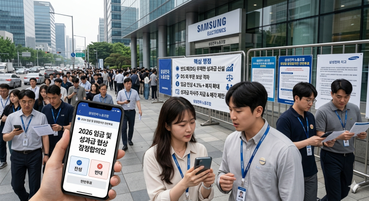 삼성<b>전자</b> 노사 잠정합의안 찬반<b>투표</b> 돌입: 핵심 쟁점과 가결... 