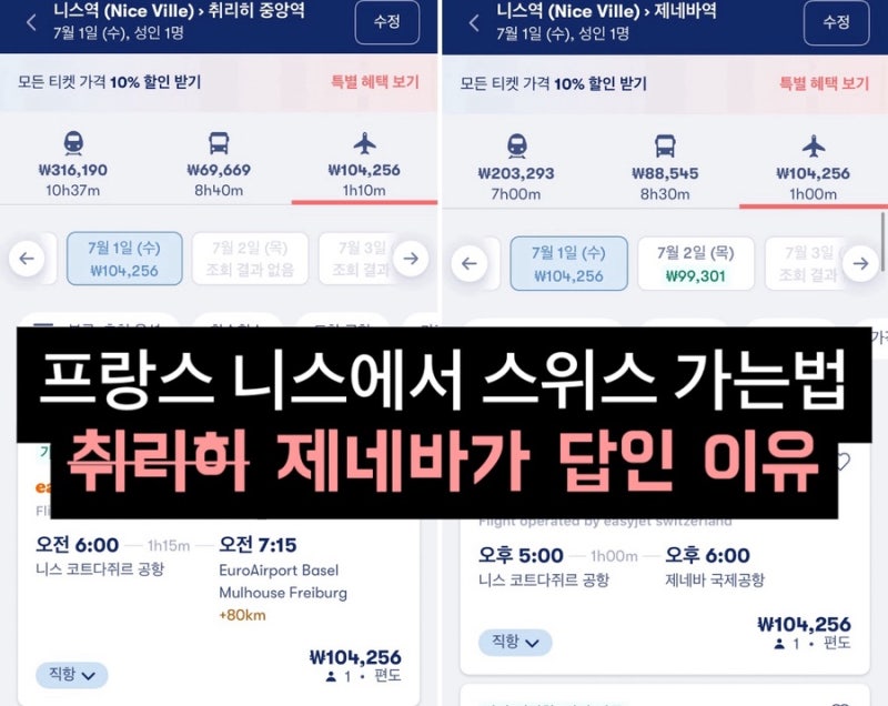 프랑스 니스에서 스위스 가는 방법 취리히가 아니고 제네바가 답인 이유