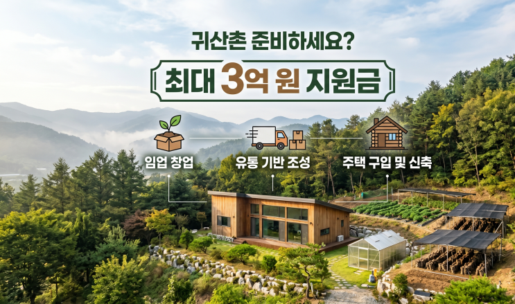  귀산촌 준비하세요 창업부터 주택 구입까지 최대 3억 원 지원금 신청방법