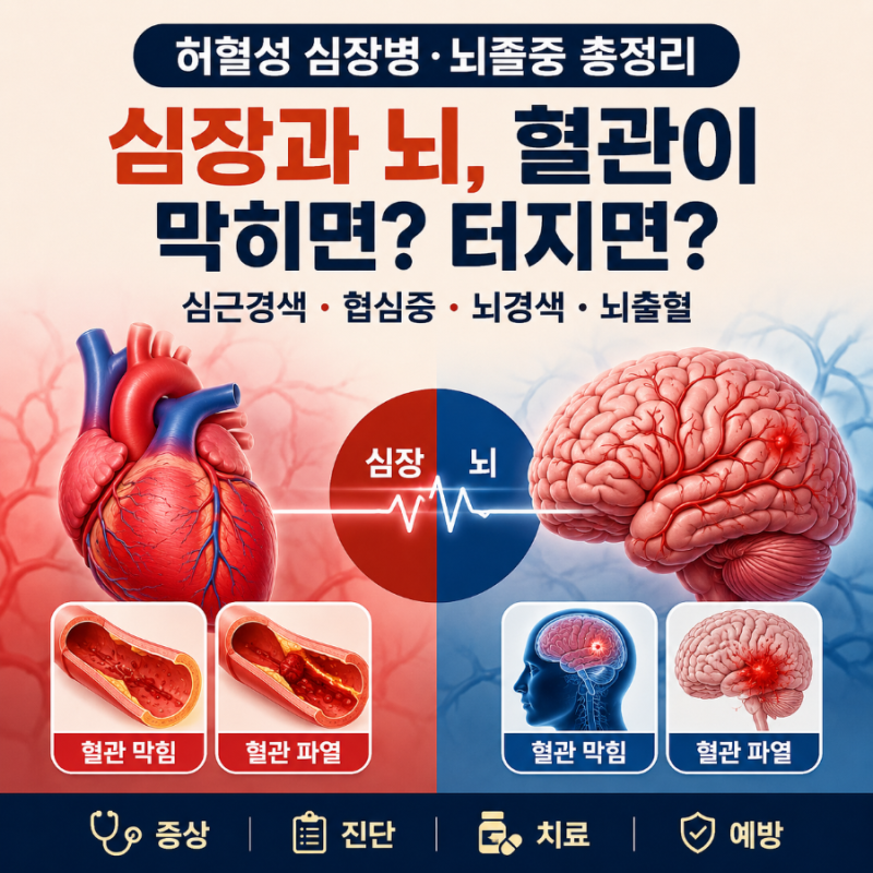 허혈성 심장병·뇌졸중 총정리｜심근경색·협심증·뇌경색·뇌출혈 증상·진단·치료·예방까....