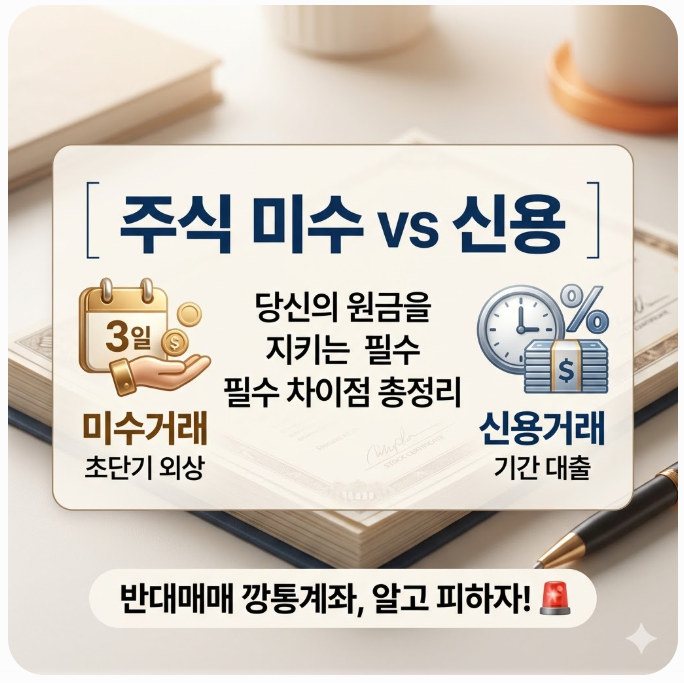  주식 미수거래 신용거래 차이점 총정리, 결제일과 반대매매 안 당하려면?