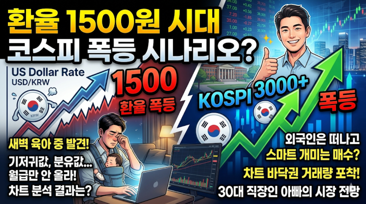 원달러 환율 1500원 시대 코스피 폭등 시나리오 | 30대 직장인 아빠의 개인적인 차트 분석과 시장 전망