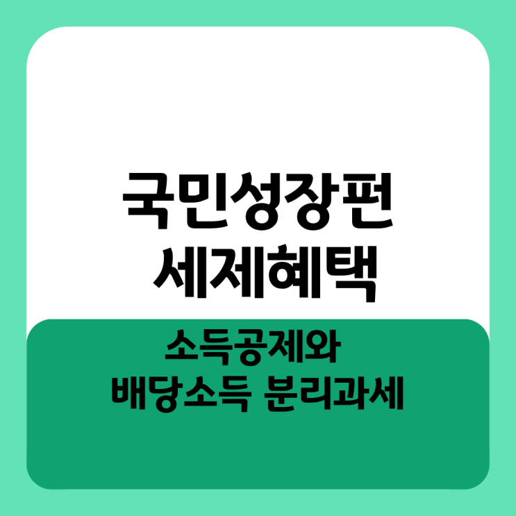  국민성장펀드 세제혜택 소득공제와 배당소득 분리과세