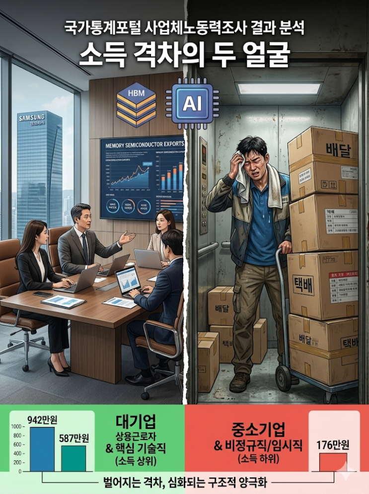  대기업 월 942만원 월급 사업체 노동력조사 결과 분석
