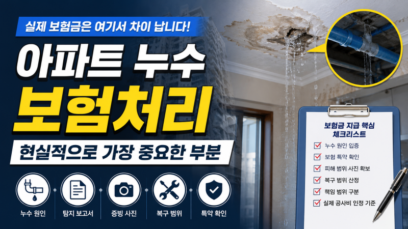 아파트 누수 보험처리 현실적으로 가장 중요한 부분｜실제 보험금은 여기서 차이 납니다