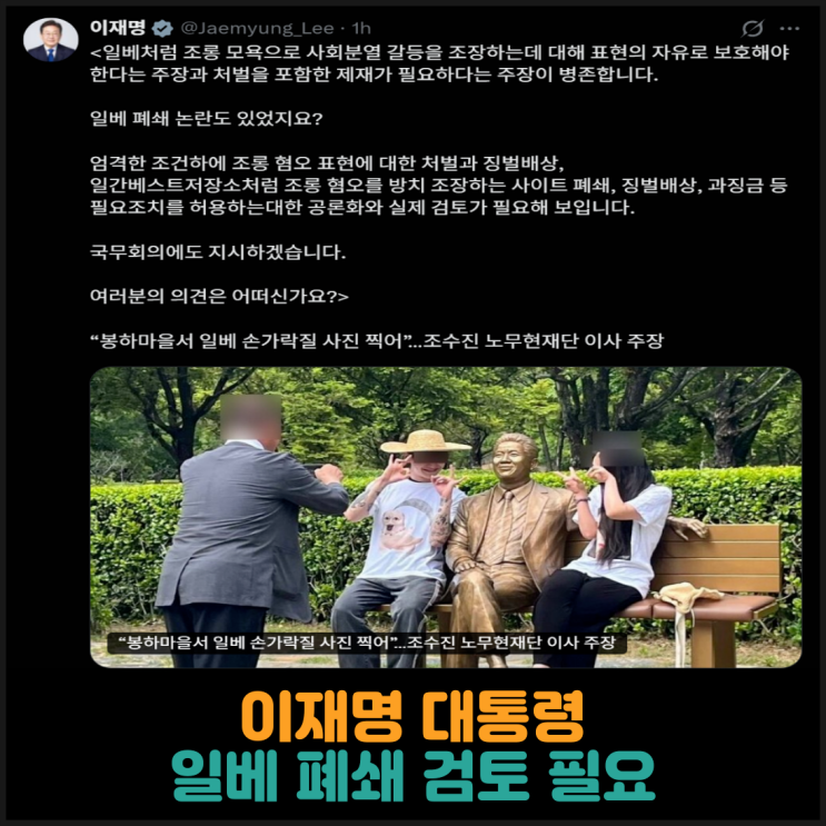  이재명 대통령, 일베 폐쇄 검토 필요