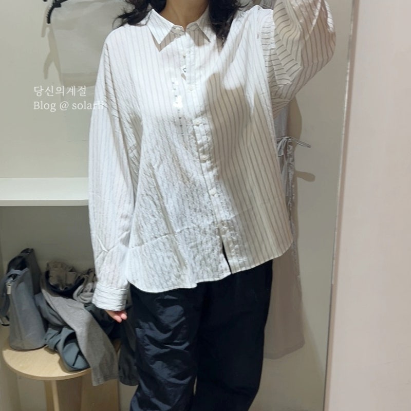 탑텐 시어 오버핏 셔츠 & 개더 원피스 착샷 후기 | 164cm
