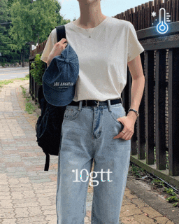  여름 시그니처 기본 반팔 크롭 티셔츠 TS045 - 시원한 기능성 크롭티