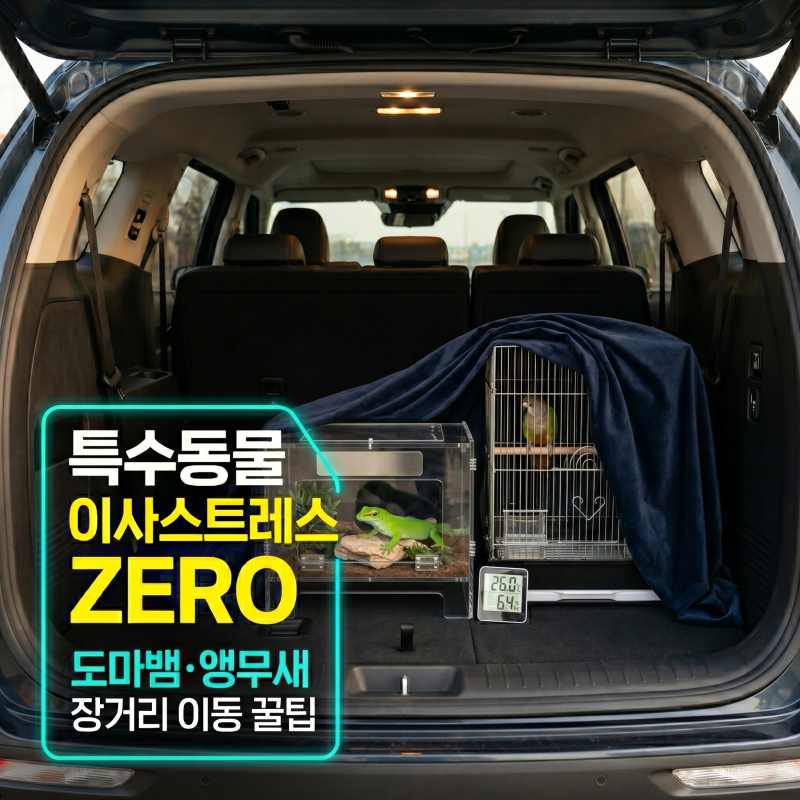 특수동물 이사 도마뱀 앵무새 장거리 이동장 세팅법