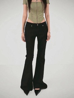  NEW LOW SLUB REAL BOOTCUT LONG PANTS - 체형 커버하는 로우라이즈 부츠컷
