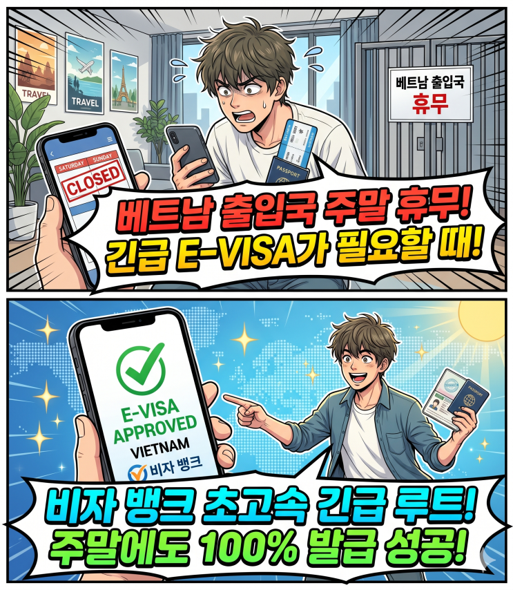  베트남 비자 당일 출국 10분 컷: 주말 긴급 발급 100% 개런티 보장