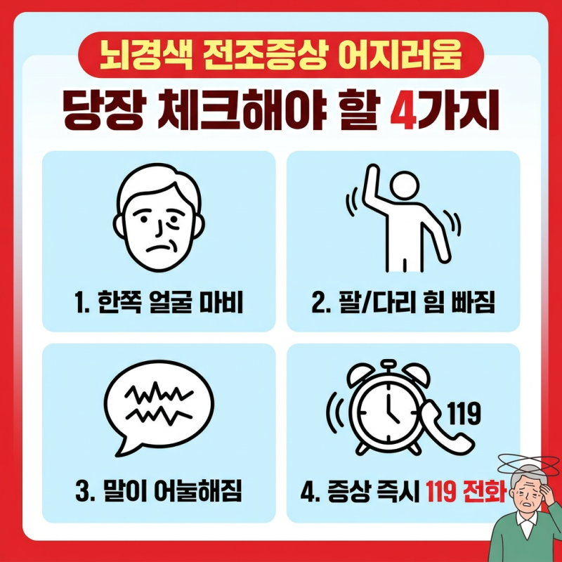 뇌경색 전조증상 어지러움 느꼈을 때 당장 체크해야 할 4가지