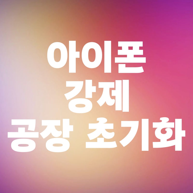 아이폰 강제 공장 초기화하기