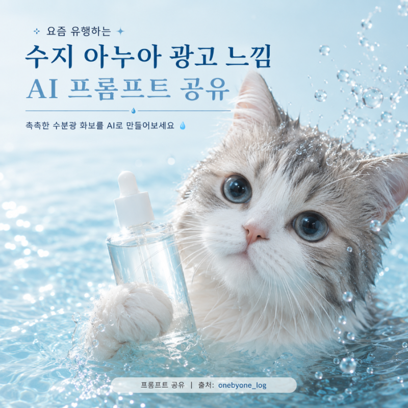 요즘 유행하는 수지 아누아 광고 느낌 AI 프롬프트 공유 (수중 화보 느낌의 화장품 광고버전 a....