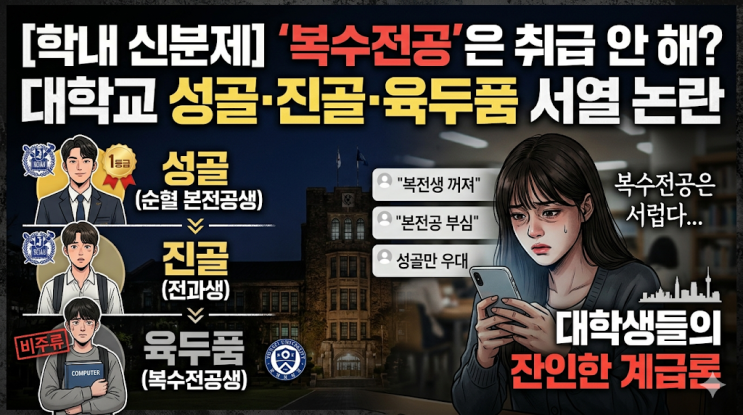  [학내 신분제] "복수전공은 취급 안 해" 대학교 내부 '성골·진골·육두품' 서열과 순혈주의 논란