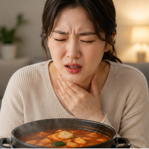 뜨거운 음식 먹고 삼킬 때 아프다면 식도 화상 신호일 수도 있습니다