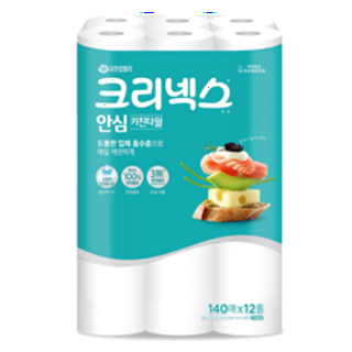  크리넥스 안심 천연펄프 키친타월 140매 12개 - 주방 청결을 위한 믿음