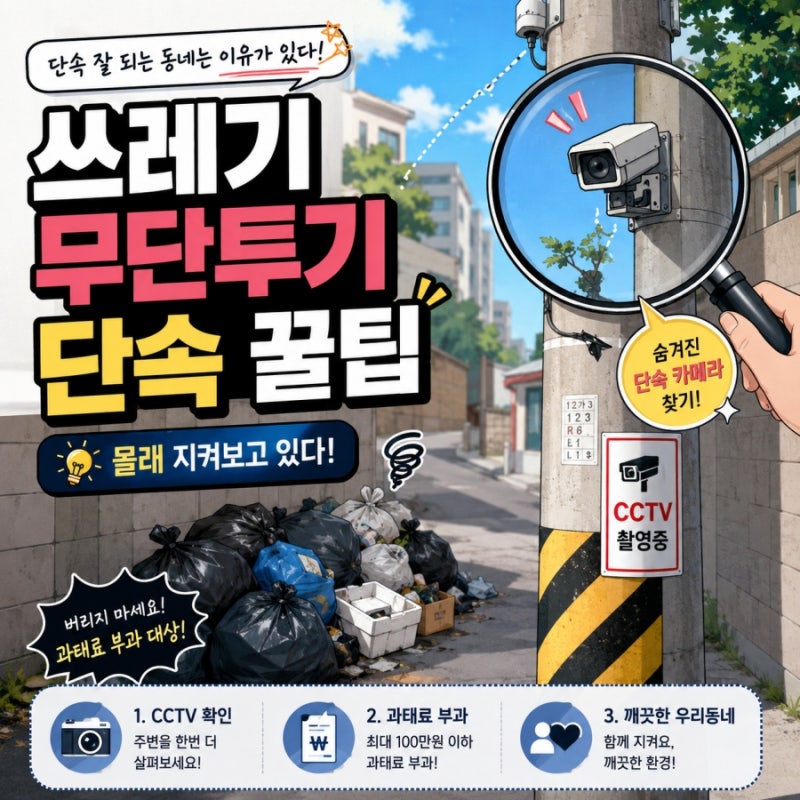 쓰레기 무단투기 과태료 폭탄 피하고 전봇대 CCTV 단속반 움직이게 민원 넣기