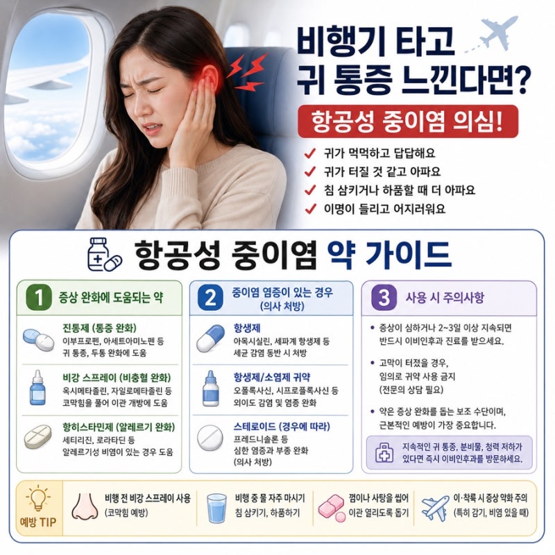 귀가 터질듯 아프다면? 항공성 중이염 약 대처법 총정리