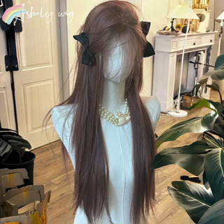  Ashely 핑크 브라운 롱 가발 - 데일리 코스프레 내열 레이스 프론트