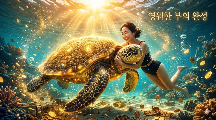  거북이 꿈 해몽, 맑은 물에서 황금 거북이를 품에 안았다면 오늘 당장 대형 계약서를 확인하십시오 (초거대 재물운)