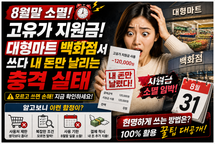  8월말 소멸 고유가 지원금! 대형마트 백화점서 쓰다 내 돈만 날리는 충격 실태