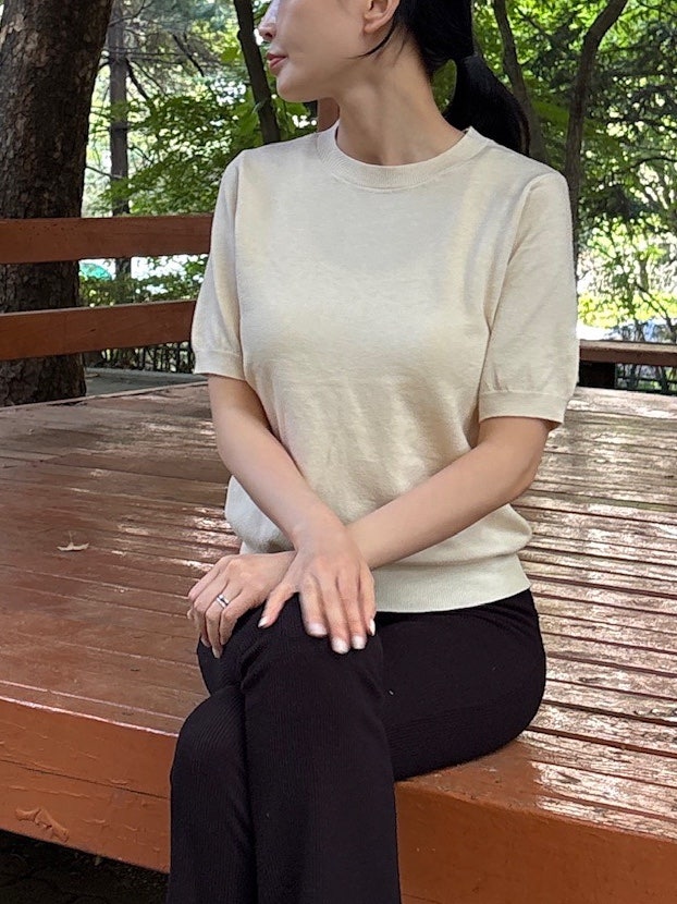 아르올 반팔니트 추천. 여성오피스룩으로 예쁜 여성반팔니트티 후기
