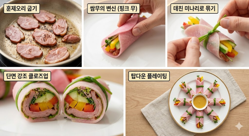 [손님초대 요리] 실패 없는 화려한 별미: 훈제오리 무말이쌈 완벽 레시피 & 사진 팁