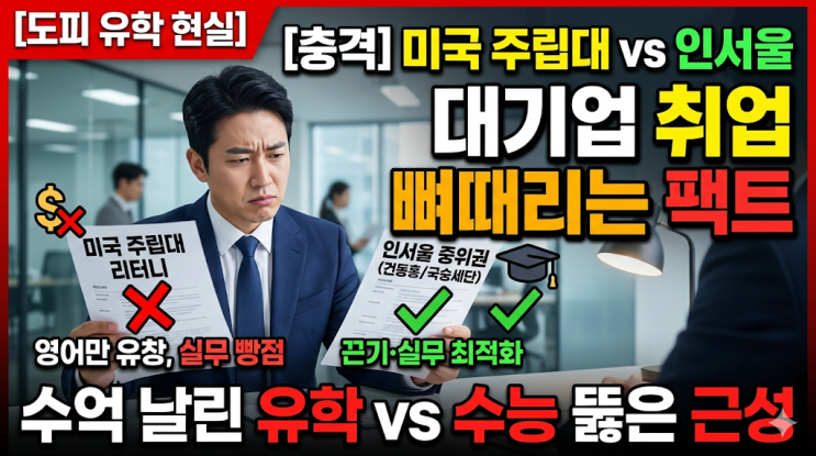  [도피 유학 현실] 미국 주립대 vs 인서울 서열, 대기업 현직자가 뼈저리게 느낀 취업 팩트