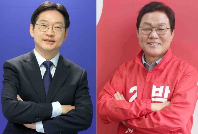 "경남도지사 여론조사 지지율" 더불어민주당 김경수 49.3% 국민의힘 박완수 40.5%, 오차범위 밖 ....